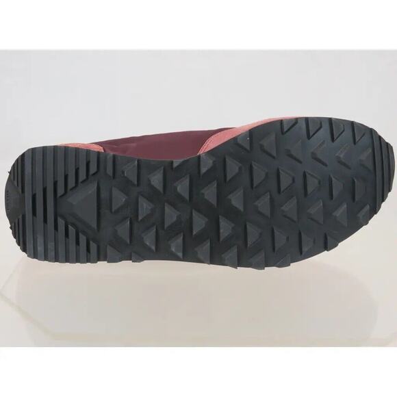 PRADA 2EG276 PINK SUEDE STRIPE BURGUNDY LOGO LOW TOP SNEAKERS 8.5 / US 9.5 ITALY